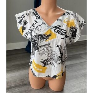 Third Generation Vintage Island Beach Top Buttons Size S White Black F8